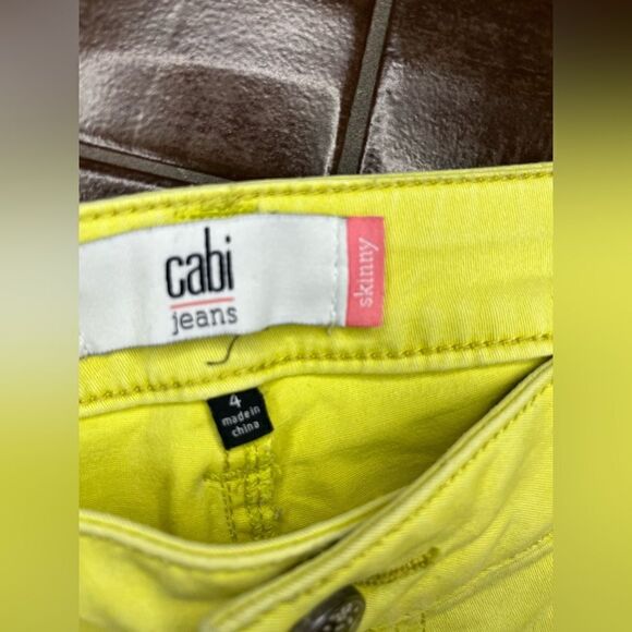 CAbi #5084 Citron Yellow Skinny Stretch Pants Jeans Chartreuse Women’s Size 4 - Picture 4 of 11